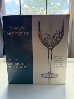 Brookstone Clear Cut-Crystal All-Purpose Wine Glasses (Set of 4)